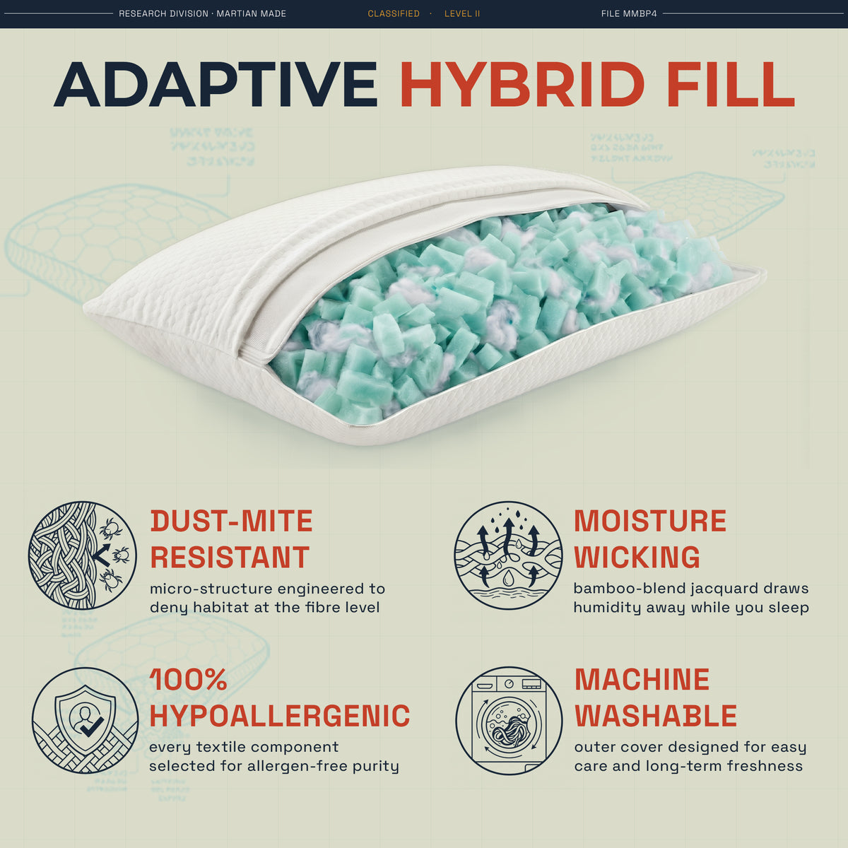 Martian Dreams LunaCore® - Hybrid Pillow - B-Grade - Single Pillow